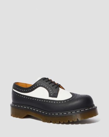 Dr Martens 3989 Bex Smooth Leather Brogues Panske Čierne Biele | 8734-CSTID